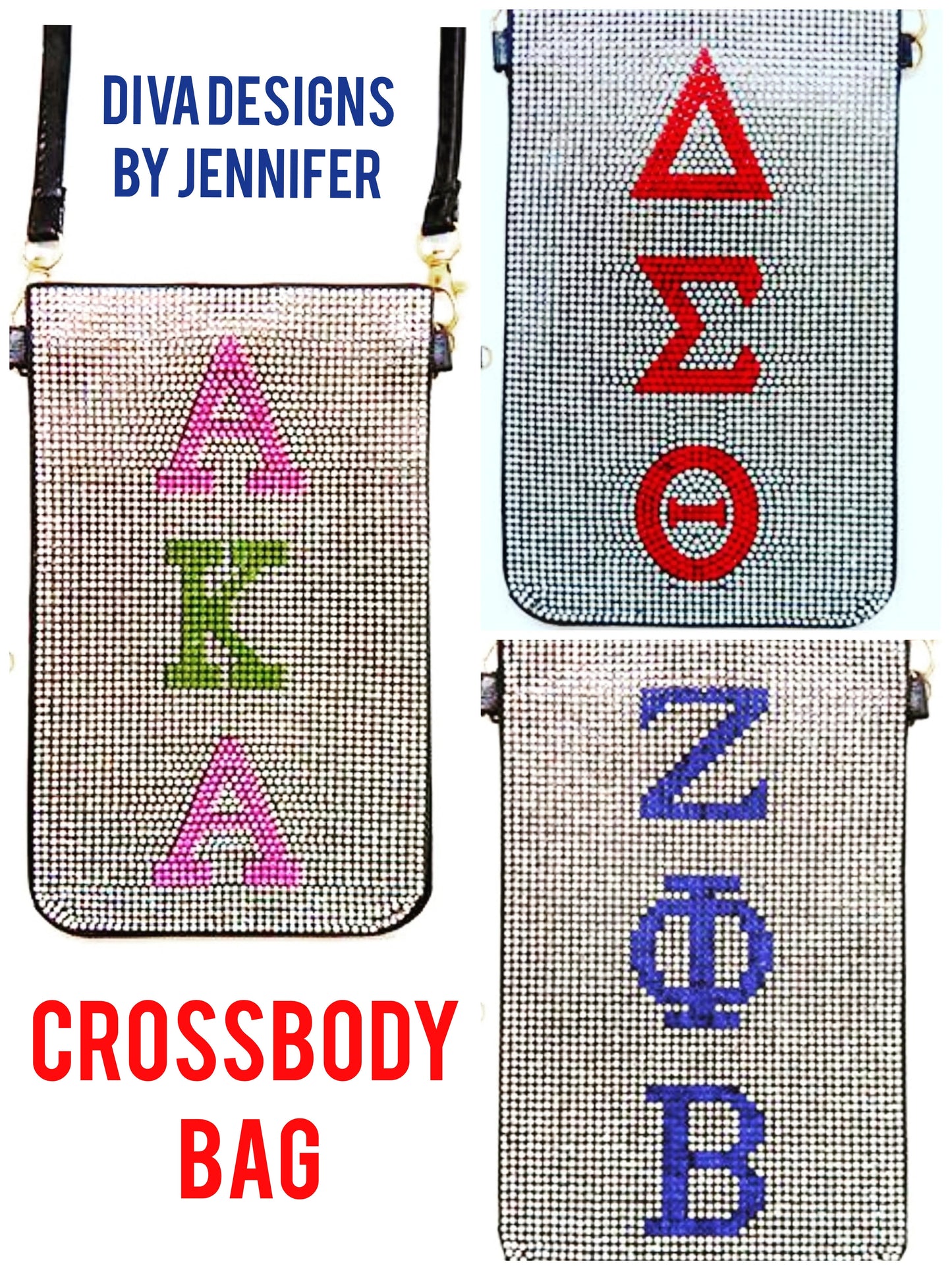 DELTA Rhinestone Crossbody Bag